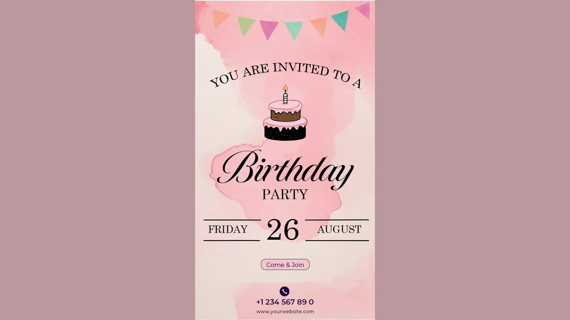 Watercolor Birthday Party Invitation for Instagram Story image